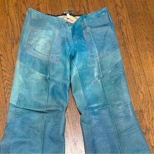 Miura Vintage Aqua Leather Pants Bell Bottoms England